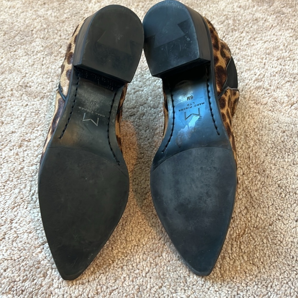 Marc Fisher Calf Hair Leopard Print Yaley Pointed Toe Booties - Picture 8 of 10